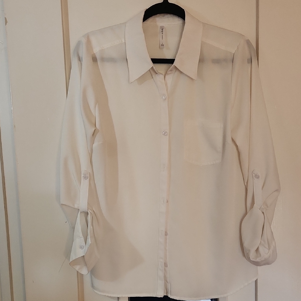DNA couture White Button-Down Blouse